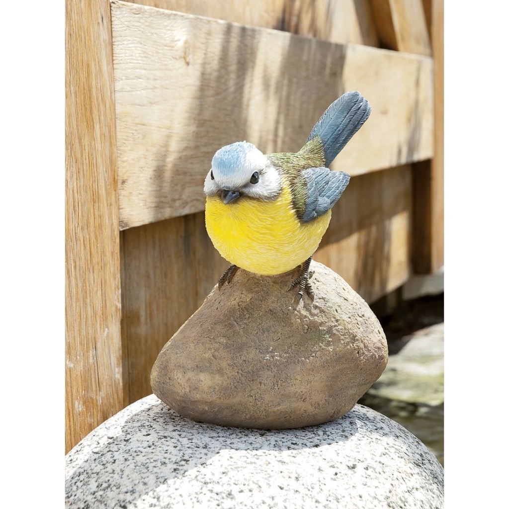 POLYRESINE MESANGE BLEUE PIERRE